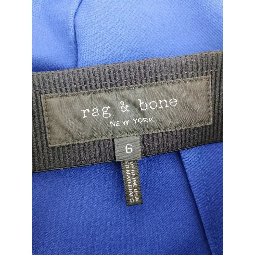 Rag & Bone Royal Blue Zip Ankle Cotton Blend Stretch Skinny Ankle Pants S or 6